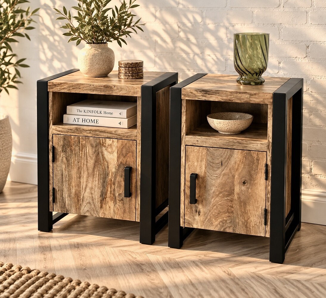 Nachtkastjes set van 2 - natural + deur L + R