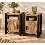 Nachtkastjes set van 2 - natural + deur L + R Nachtkastjes set van 2 - natural + deur L + R