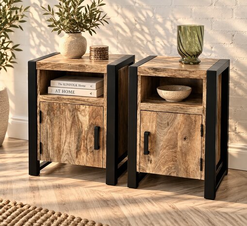 Nachtkastjes set van 2 - natural + deur L + R