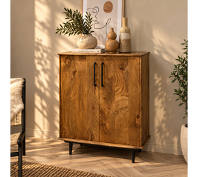 Livingfurn Kastje Elias retro mangohout 2 deurs Livingfurn Kastje Elias retro mangohout 2 deurs