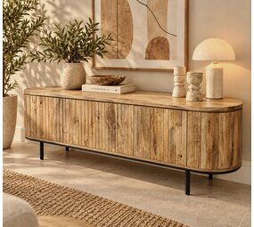 TV Meubel Pedrera 170 cm natural mangohout ribbel TV Meubel Pedrera 170 cm natural mangohout ribbel