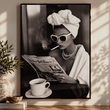 Schilderij | Vrouw Krant | 105 x 70 cm