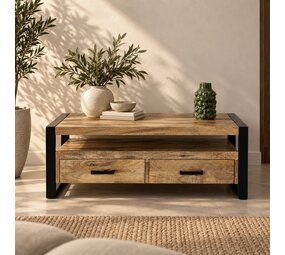 Salontafel met 2 lades mangohout naturel Britt