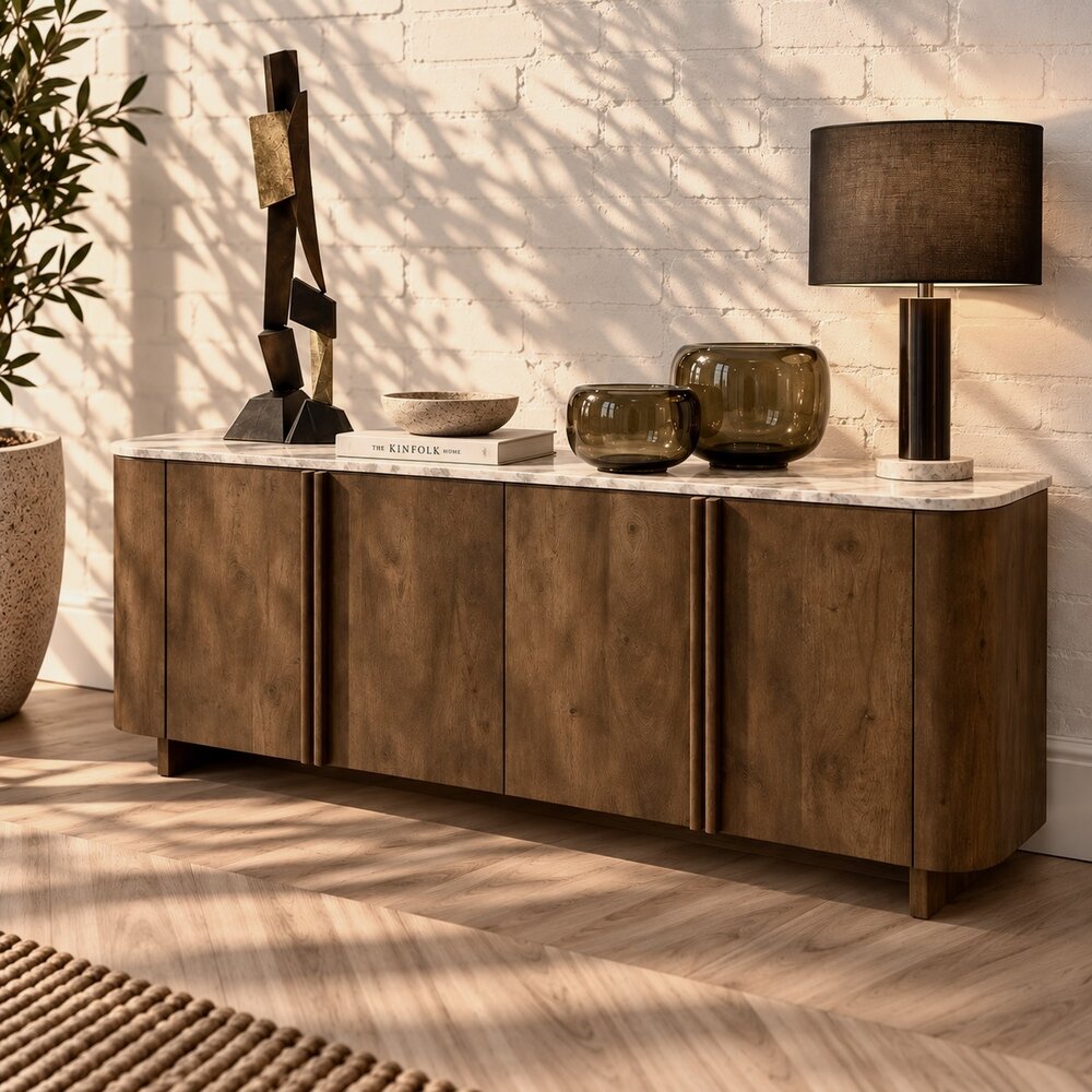 Dressoir Gerona 170 cm | Japandi Stijl | Travertin | Leverbaar medio januari '27 Dressoir Gerona 170 cm | Japandi Stijl | Travertin | Leverbaar medio januari '27