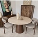 Eettafel Rond Travertin | 120 cm | Houten Poot | Leverbaar januari '27 Eettafel Rond Travertin | 120 cm | Houten Poot | Leverbaar januari '27