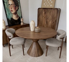Eettafel Rond 130 cm | Bruin | Houten Poot - Leverbaar januari ‘27 Eettafel Rond 130 cm | Bruin | Houten Poot - Leverbaar januari ‘27