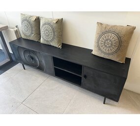 TV-Meubel | Carved Zwart | 190 cm TV-Meubel | Carved Zwart | 190 cm