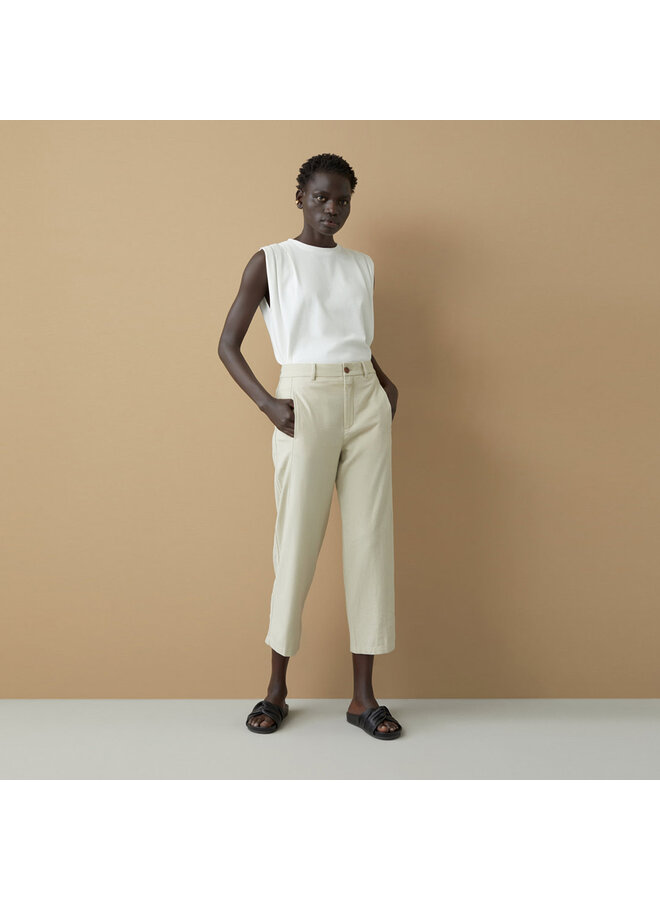 Linen Cotton Blend Pants - Shiitake