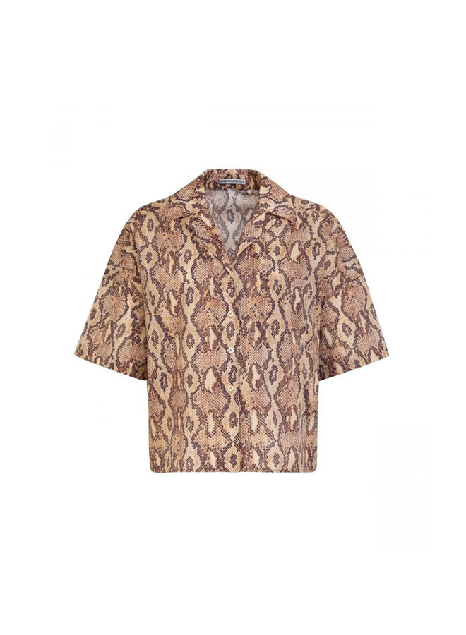 Blouse - Snake Print Brown