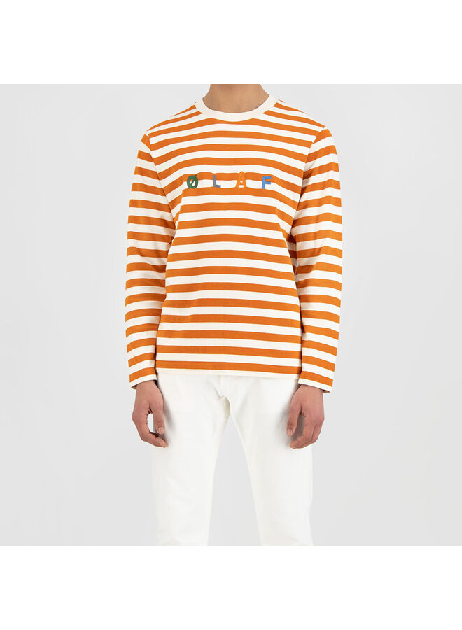 Stripe Sans LS Tee - White / Orange