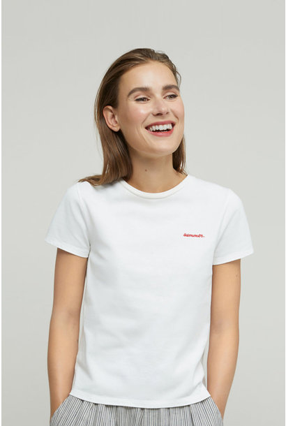 T-Shirt with Embroidery - Ivory