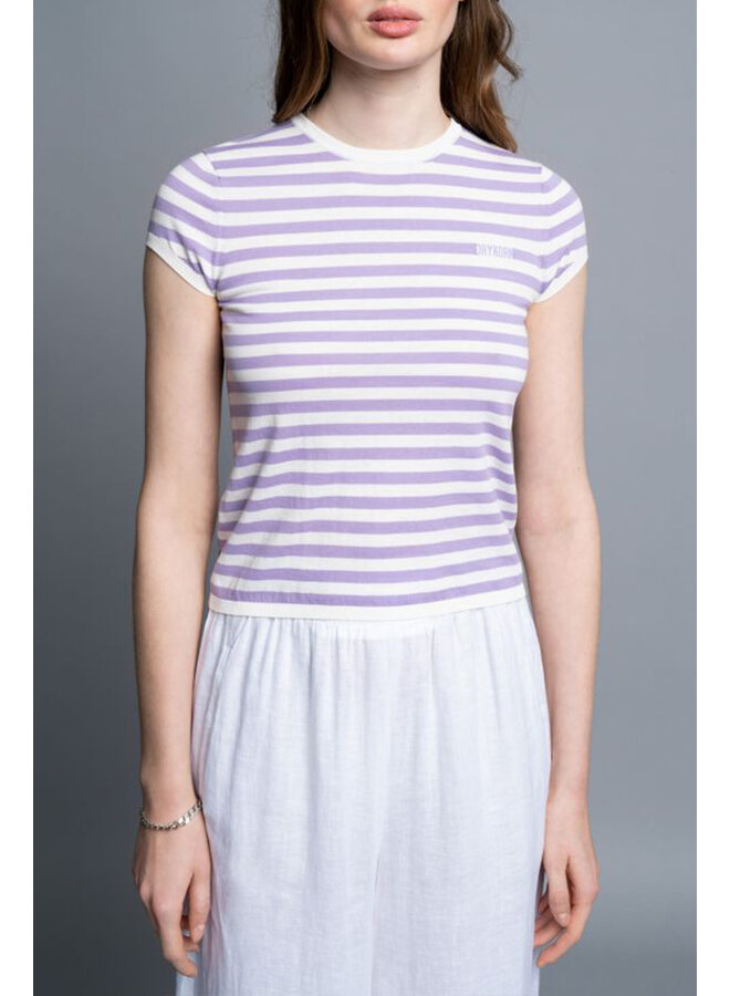 Ermali Knitwear T-shirt - Lila White Stripes