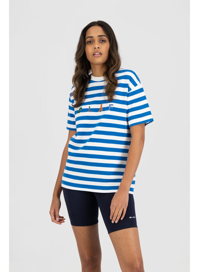 Stripe Sans Tee - White / Light Blue