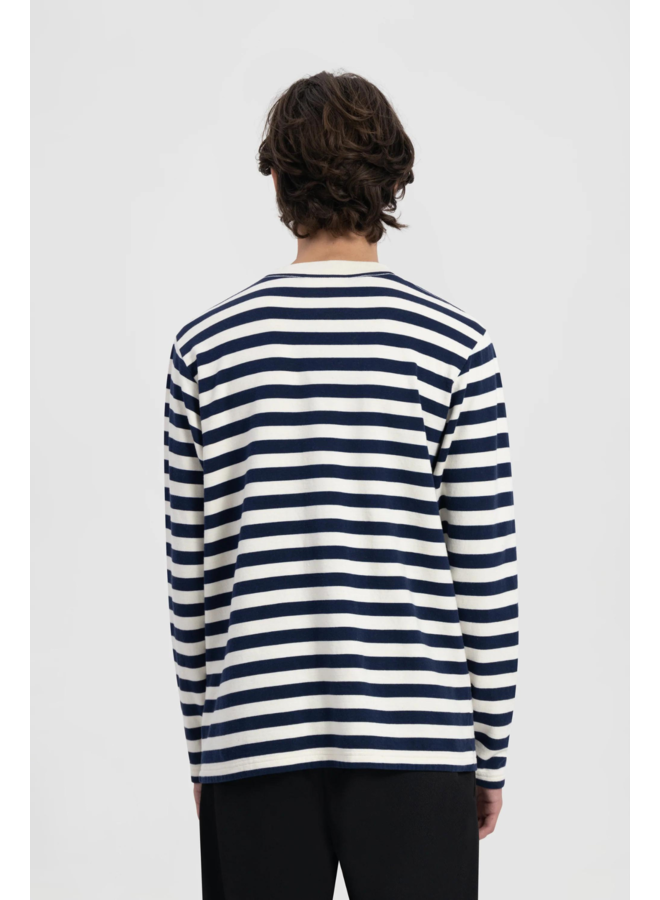 Stripe Sans LS Tee - White / Blue