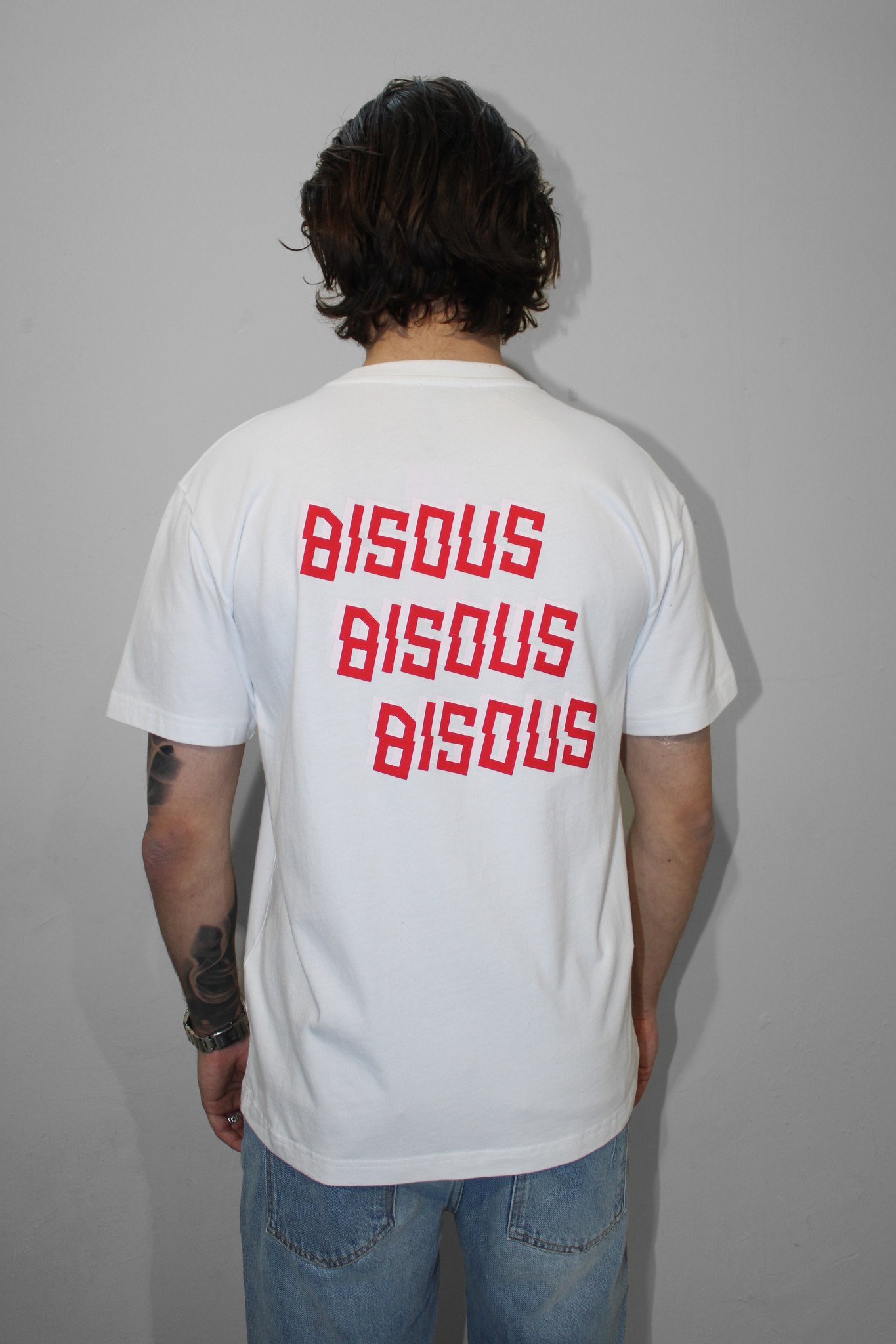 Bisous x3 Back Tee - White Red-3