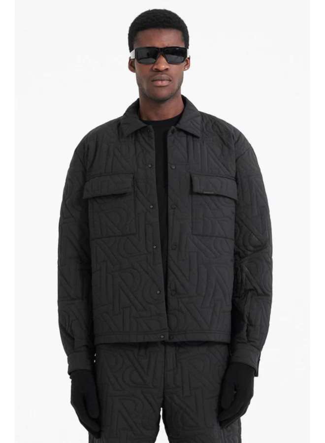 Initial Quilted Overshirt - Black