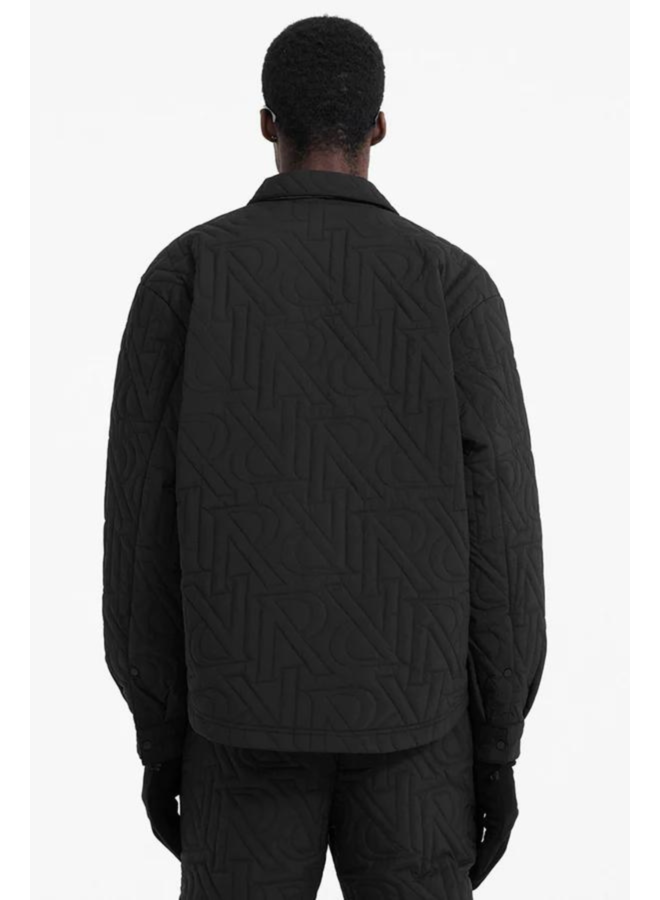 Initial Quilted Overshirt - Black