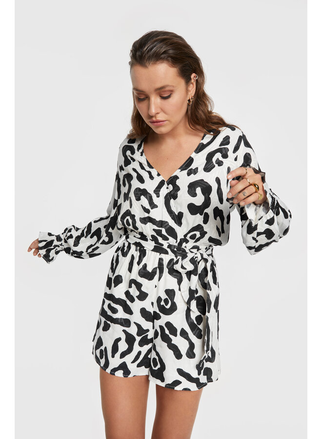 Animal Jacquard Playsuit - Black/ White