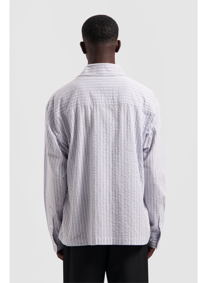 Seersucker Boxy Shirt - Blue