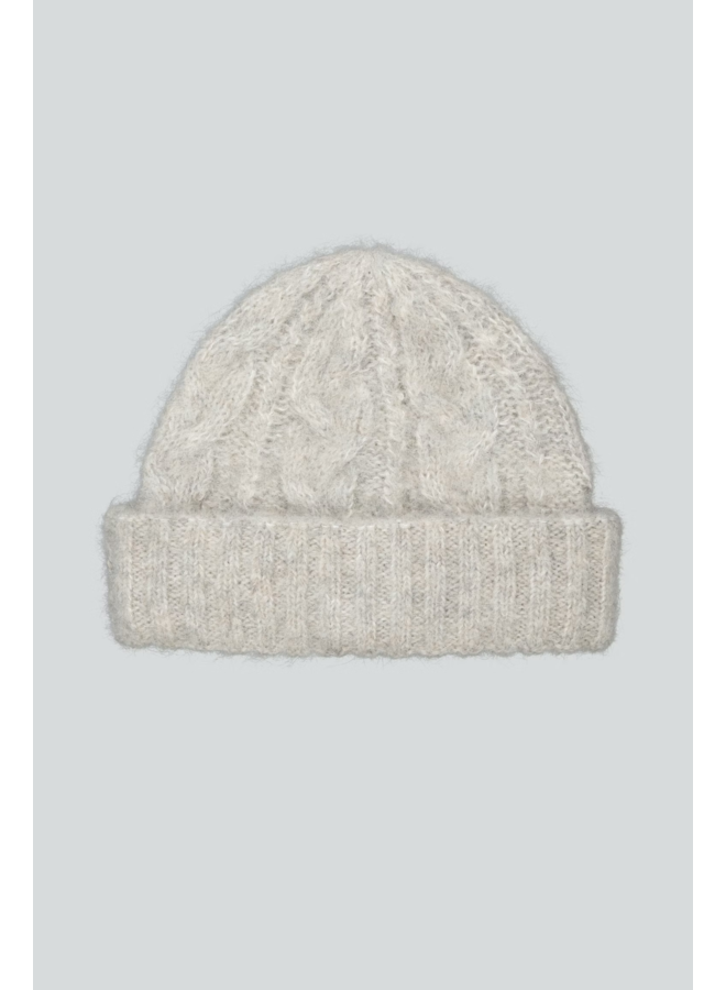 Cable Hat - Light Grey Melange