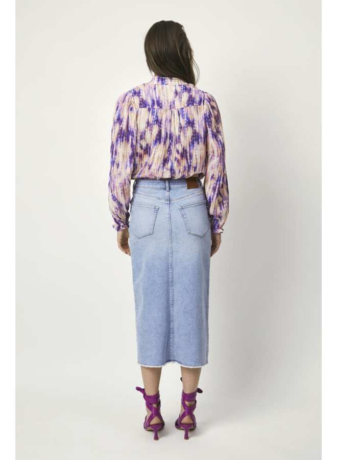 Pasque Denim Midi Skirt - Bleached Denim