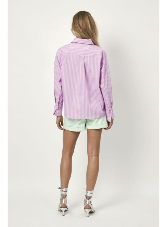 Whitley Cropped Stripe Shirt - Bubblegum