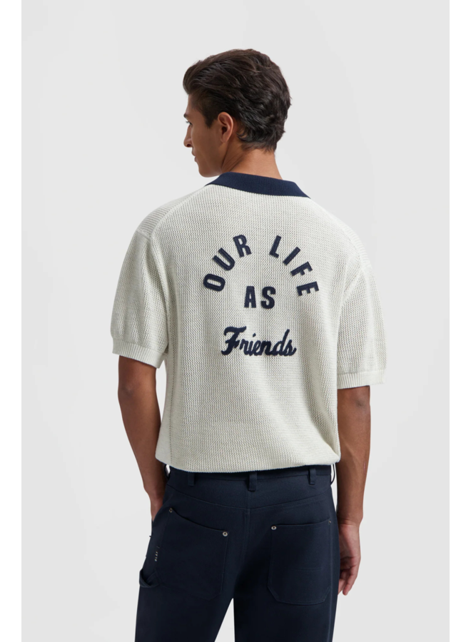 Varsity Polo Knit - Off-White