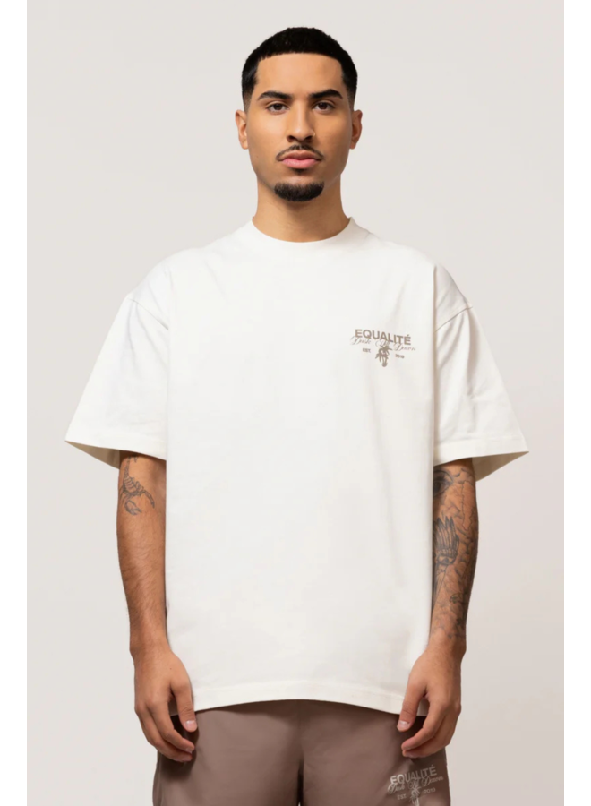 Levana Oversized Tee - Off-White/ Taupe