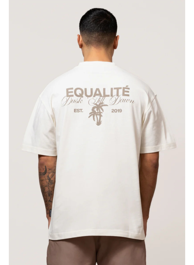 Levana Oversized Tee - Off-White/ Taupe