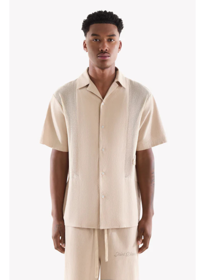 Paneled Logo Shirt - Gray Moon