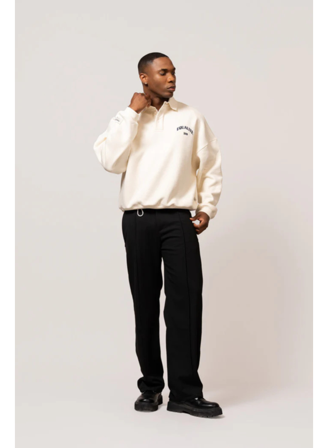Varsity Polo Sweater - Off-White & Navy