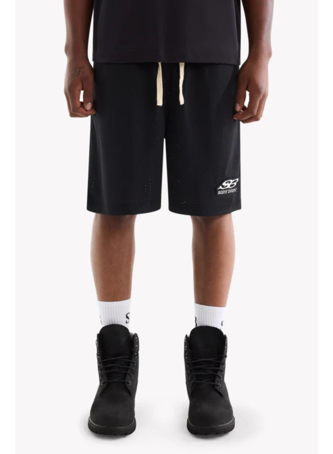 Oblique Logo Mesh Short - Black