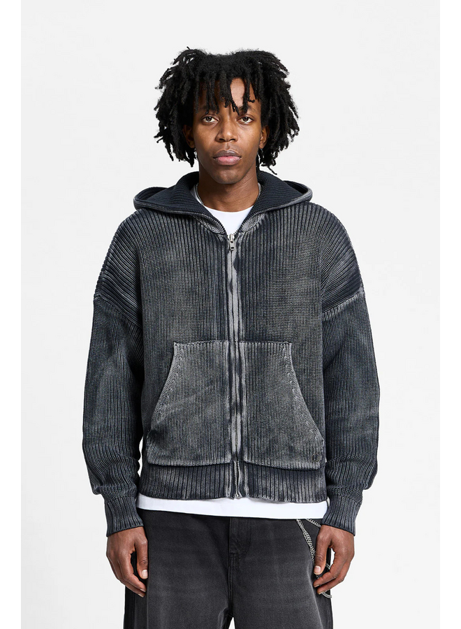 Essential Knit Zip-Hoodie - Acid Black