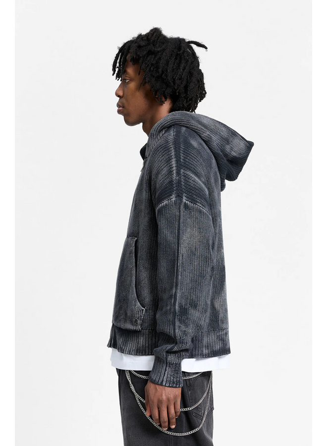 Essential Knit Zip-Hoodie - Acid Black