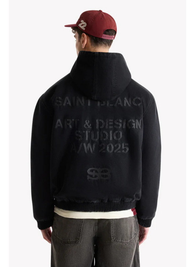 Studio Denim Bomber Jacket - Black