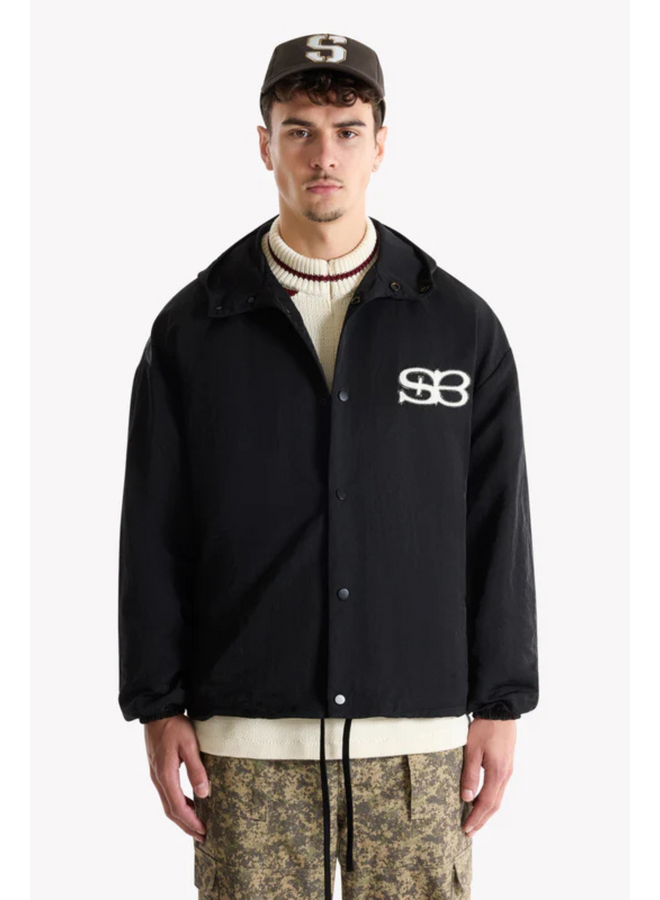 Academy Hooded Coach Jacket - Black