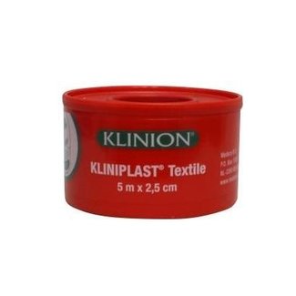 Klinion Adhesive plaster textile with ring 5m x 2.5cm 12 pieces