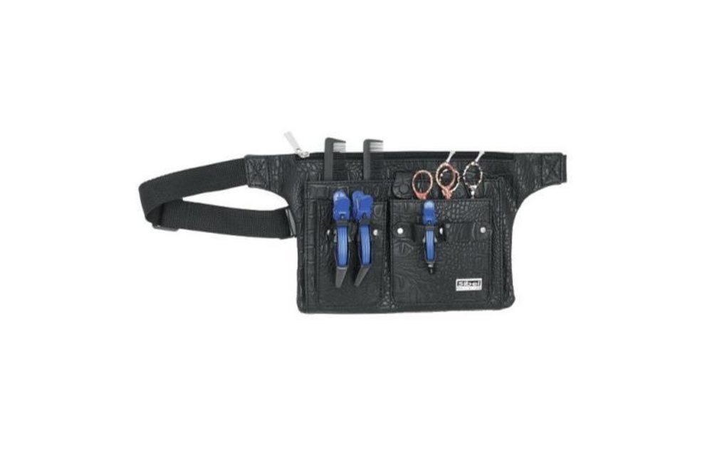 Belt 3 zwarte holsterceintuur in matte kroko vr 3 scharen