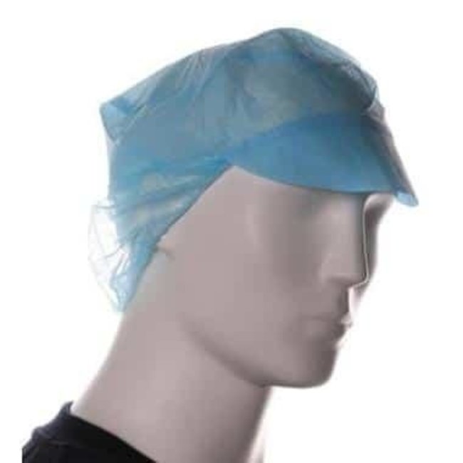 Cap with visor including hairnet blue