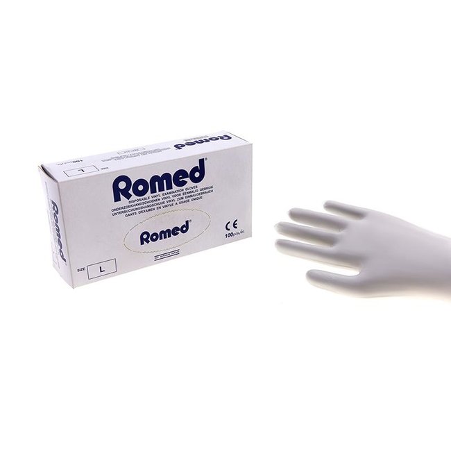 Romed vinyl gloves powdered 100 pieces