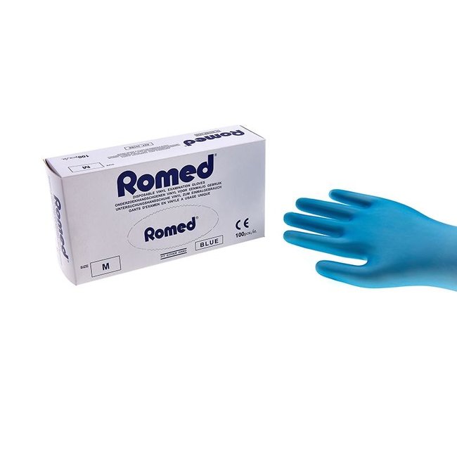 Romed vinyl gloves powdered blue 100 pieces