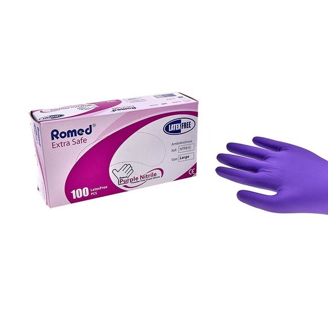 Romed nitrile gloves purple (heavy duty) 100 pieces