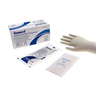 Romed Romed latex surgical gloves powdered sterile packaging