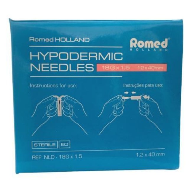 Aiguilles d'injection Romed 100pcs 18G x 1.5