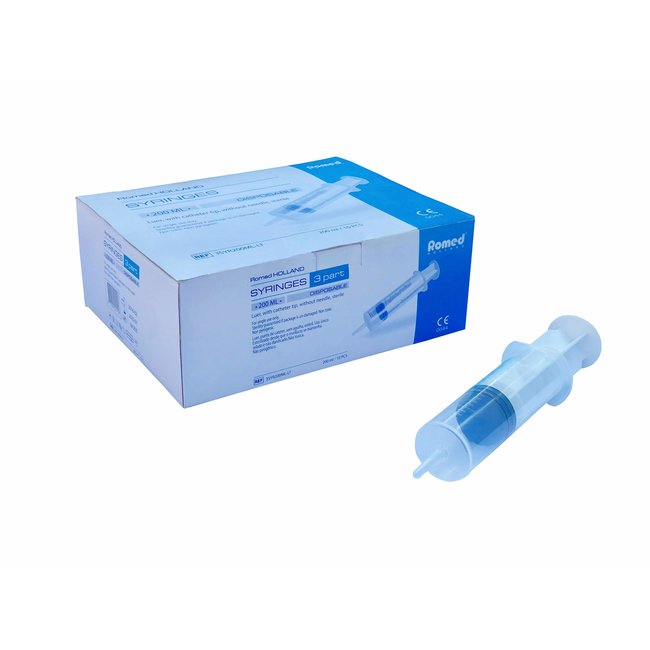 Romed 3-delige injectiespuiten steriel met cathetertip 200ML 10 stuks