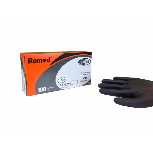Romed 100 pcs nitrile gloves black