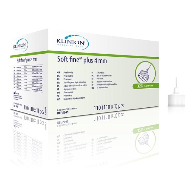 Klinion Diabetes Care Soft fine Plus pennaalden 0,23mm (32G) x 4mm