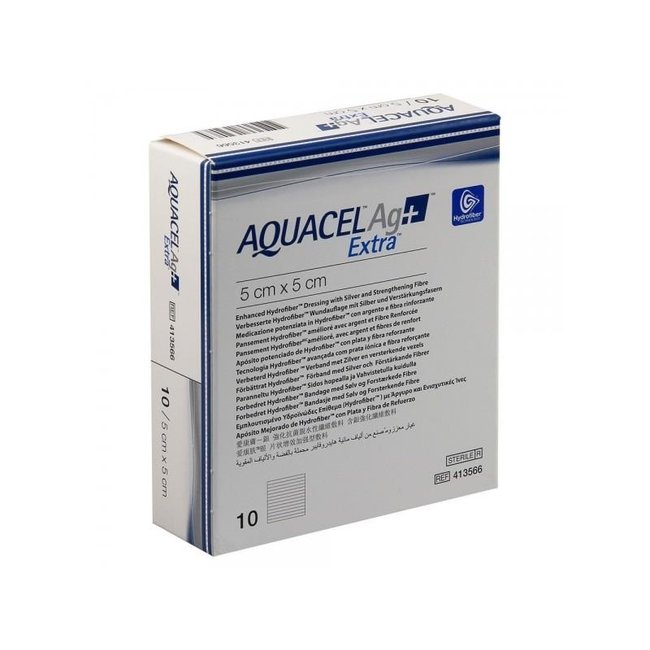 Aquacel AG+ Extra Hydrofiber wondverband steriel 5x5cm