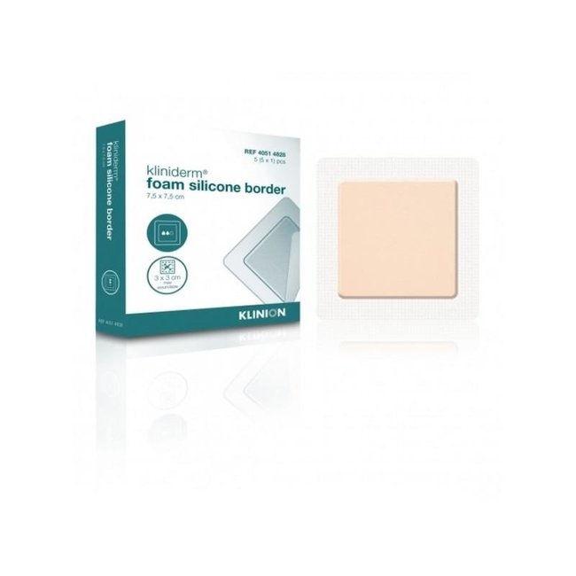 Kliniderm Foam Silicone schuimverband met Border 7,5x7,5cm