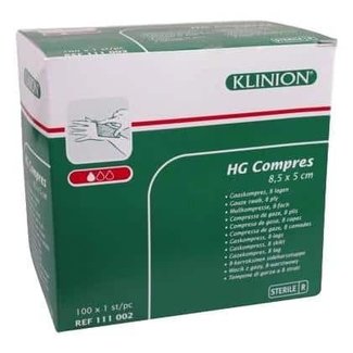 Klinion Compresse de gaze Klinion HG stérile 8 couches 8.5x5cm